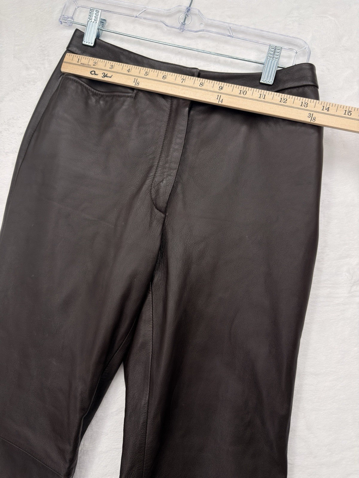 Classiques Entier Leather Pants 6 Petite Womens Brown Lined Straight Leg 6P