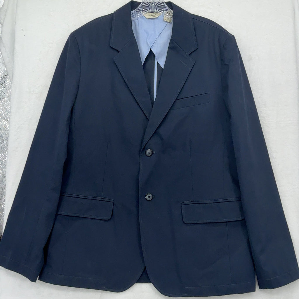 LL Bean Blazer 42R 100% Cotton Jacket  Navy Blue 2 Button Mens Sportcoat