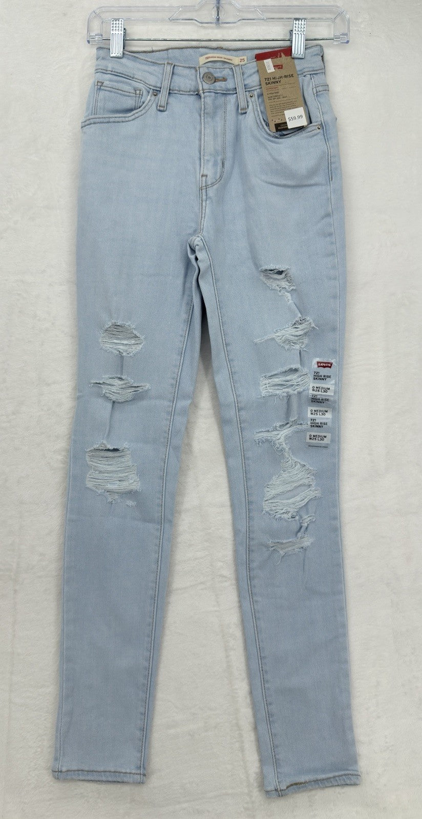 Levis 721 High Rise Skinny 25 25x30 0 Womens Light Blue High Rise New NWT