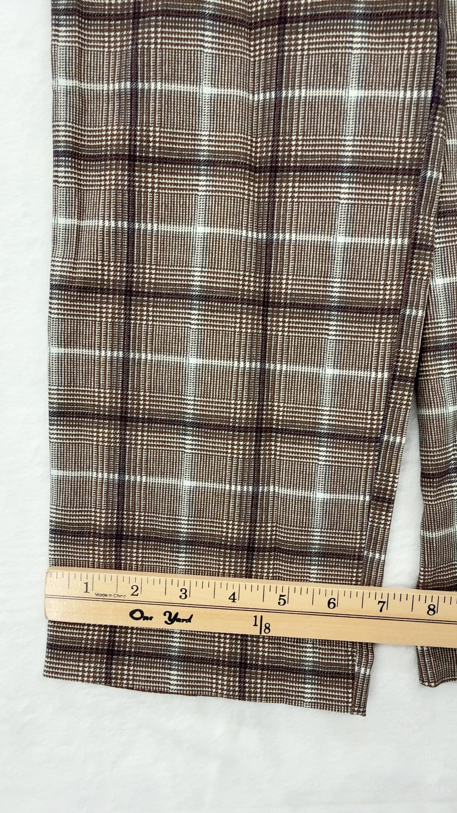 Marla Wynne Layers Pull On Pants 8 Womens Brown Plaid Stretch Slim Ankle