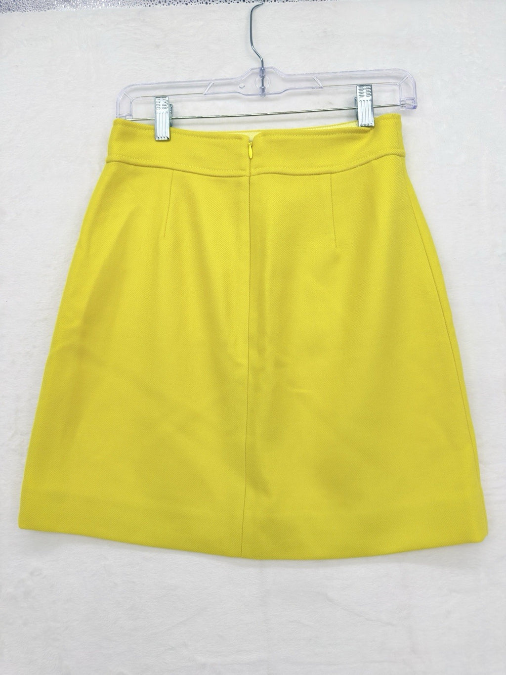 J Crew Wool Mini Skirt 0 Patch Pockets Yellow Lined A Line Womens New NWT