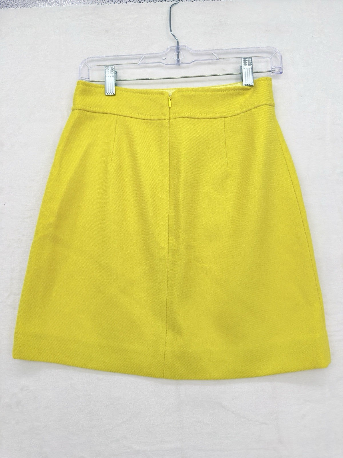 J Crew Wool Mini Skirt 0 Patch Pockets Yellow Lined A Line Womens New NWT