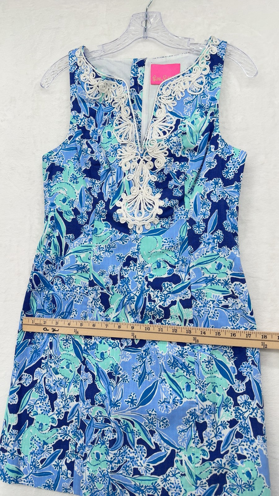 Lilly Pulitzer Gabby Shift Dress 4 Womens Blue Koalafications Print Sleeveless