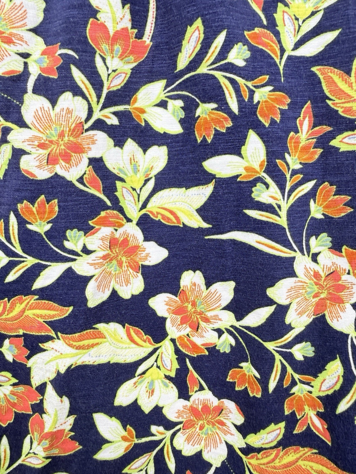 J Jill Top Small Knit Blue Floral Sleeveless V Neck Cotton Modal Stretch Womens