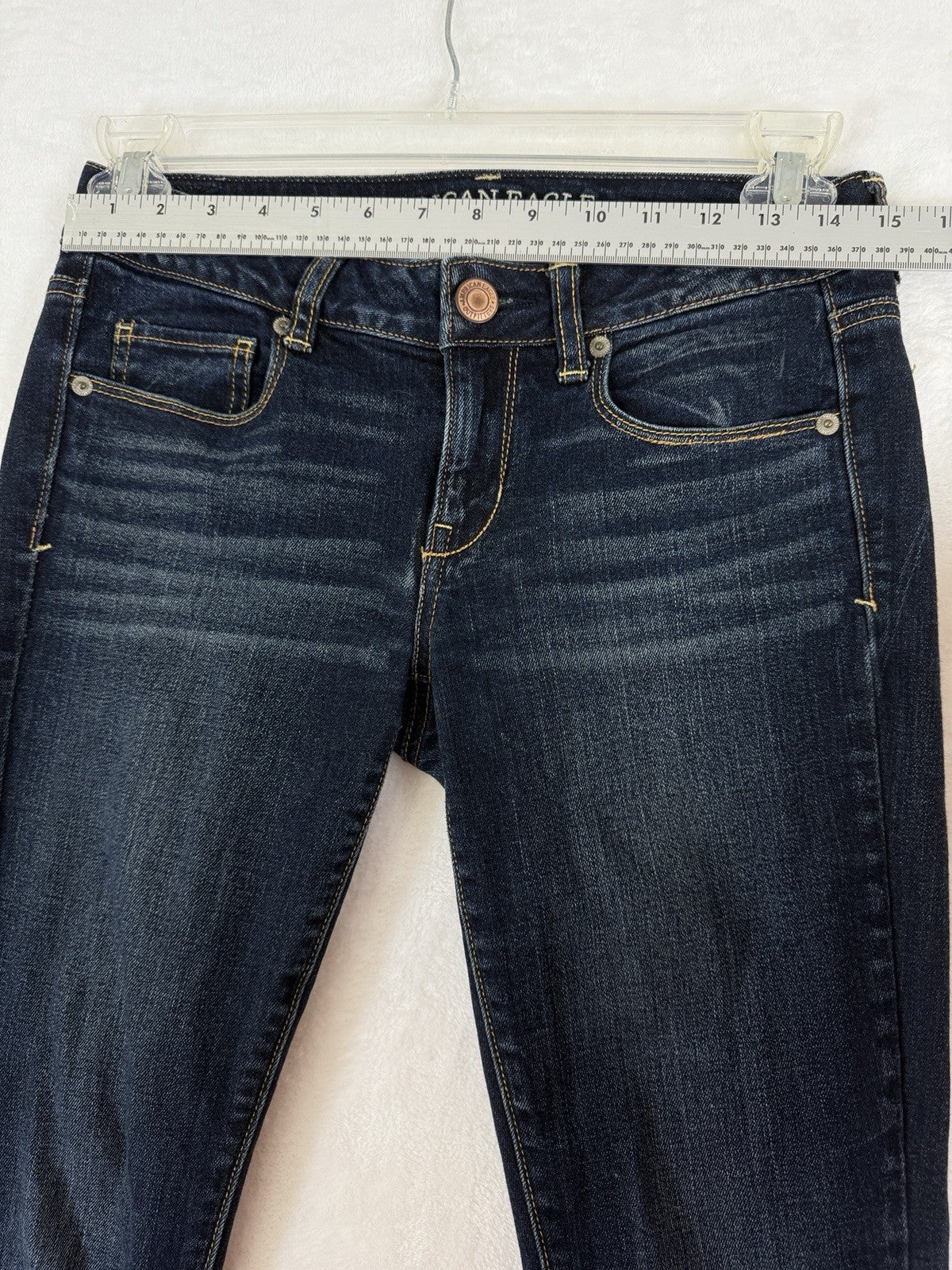 America Eagle Jeans Women 4 Short Skinny Dark Blue Stretch Denim 4S