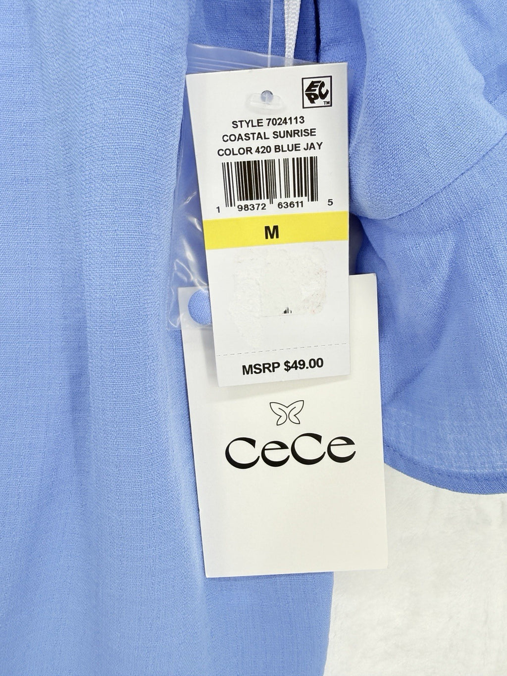 Cece Top Medium Short Sleeve Blue Blouse Womens