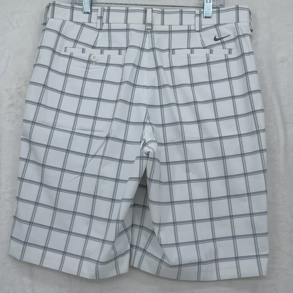 Nike Golf Shorts 36 Mens White Gray Plaid Performance Stretch 11”