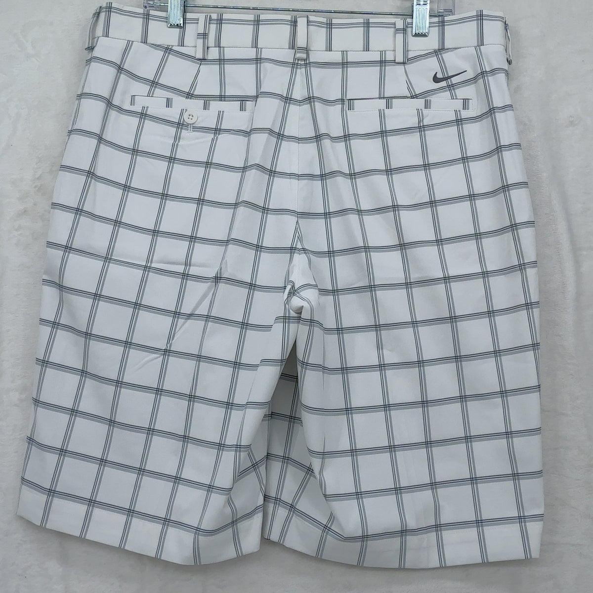 Nike Golf Shorts 36 Mens White Gray Plaid Performance Stretch 11”
