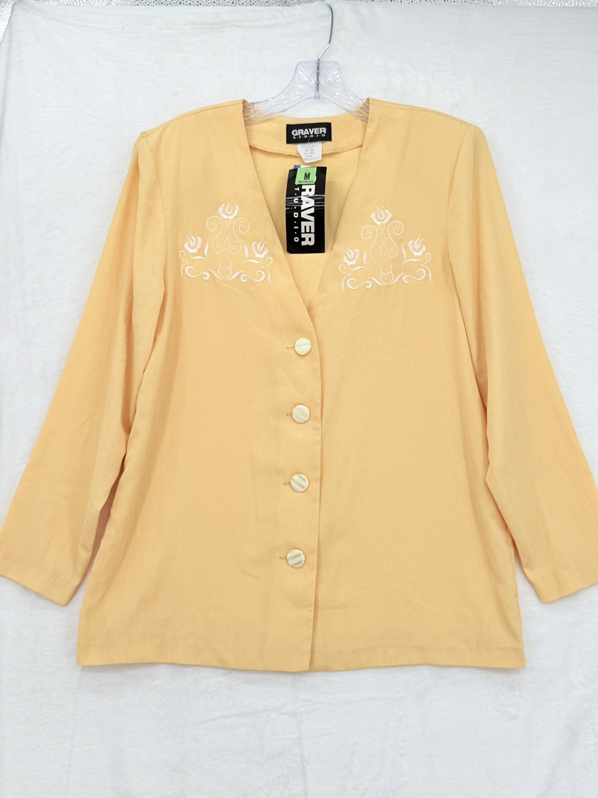 Vintage Susan Graver Studio Yellow Blouse Jacket Medium 90s Grannycore NWT