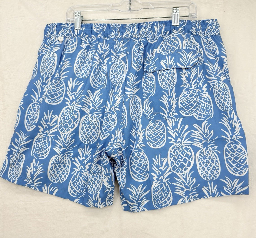 Blue Wave Swim Trunks XXL Mens Blue Pineapple Swimsuit Mesh Lined 6” New NWT