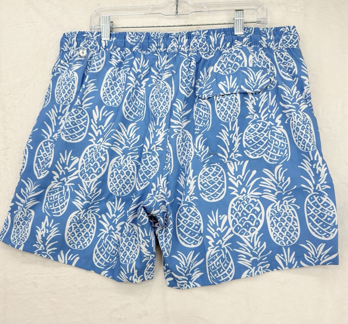 Blue Wave Swim Trunks XXL Mens Blue Pineapple Swimsuit Mesh Lined 6” New NWT