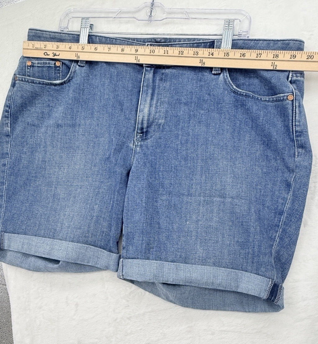 Talbots Girlfriend Denim Shorts 16W Petite Jean Blue Roll Hem 16WP Womens