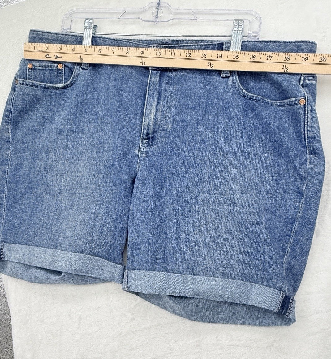 Talbots Girlfriend Denim Shorts 16W Petite Jean Blue Roll Hem 16WP Womens