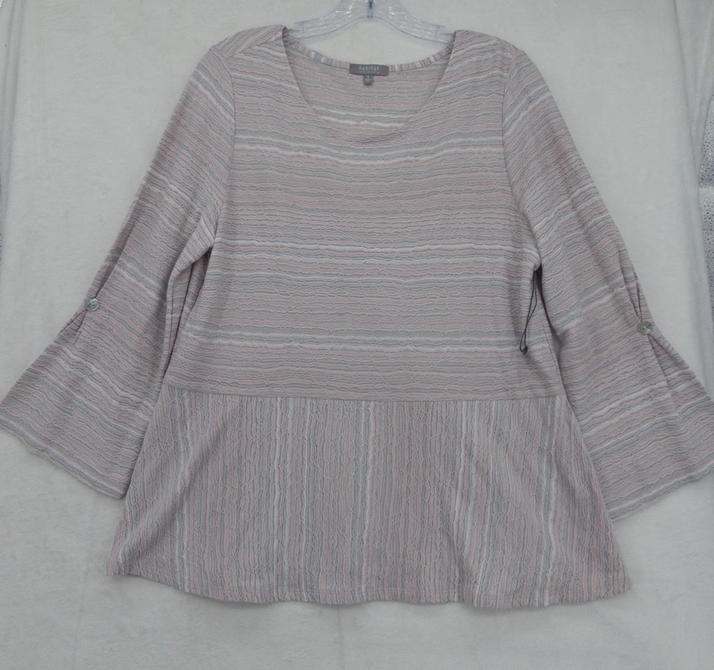 Habitat Clothes To Live In Top Medium Pink Bell Sleeve Artsy Lagenlook Womens