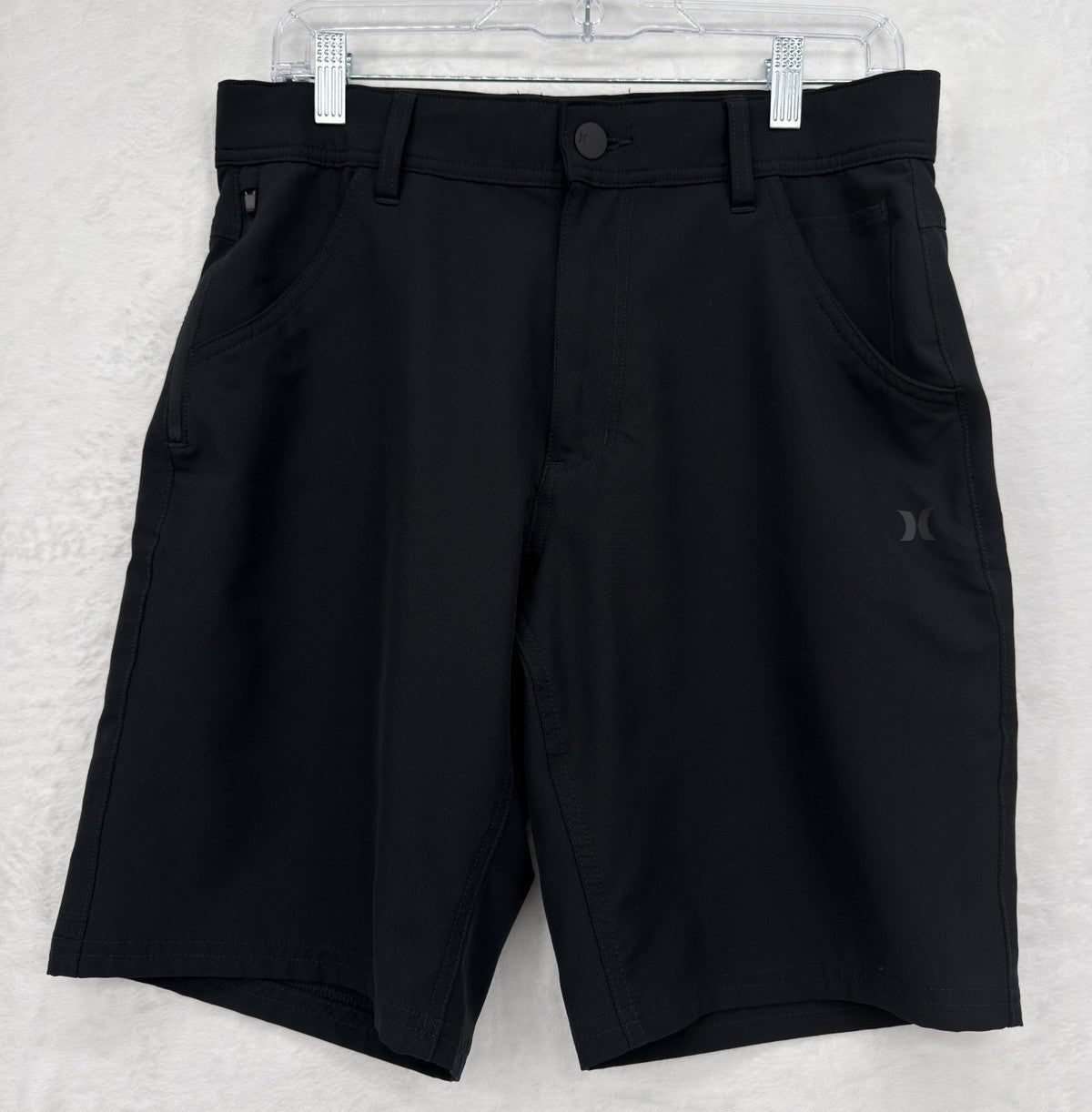 Hurley Men's Trek Hybrid Shorts 30 Black 9.5” Water Repellent Hiking