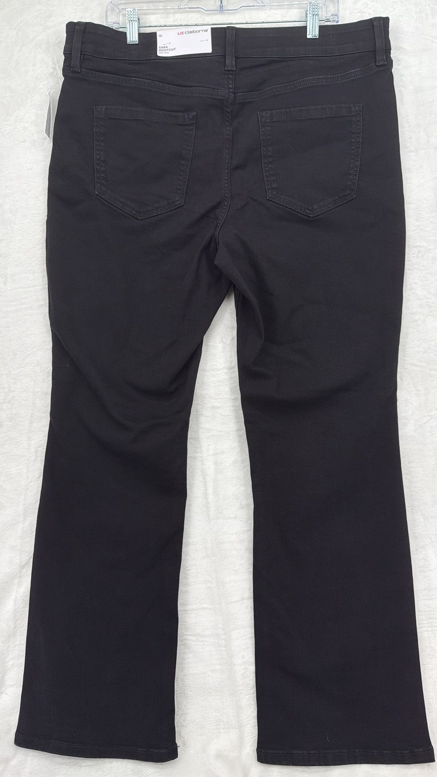 Liz Claiborne Sara Bootcut Mid-Rise Jeans 16 Womens Black 5-pocket New NWT