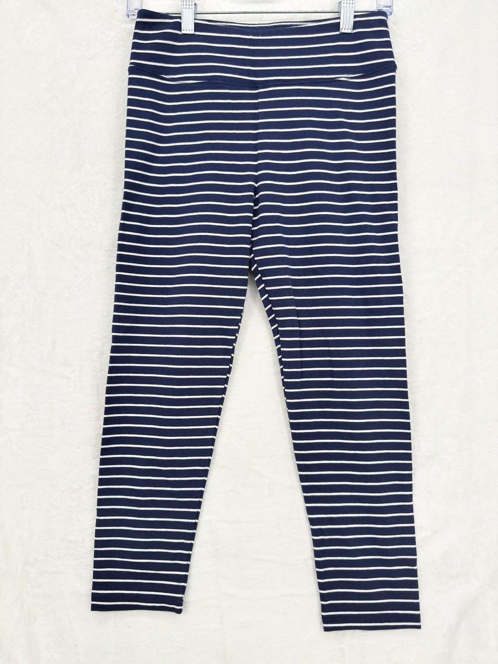 J Crew Cropped Leggings Small Womens Navy White Stripe Cotton Blend Knit