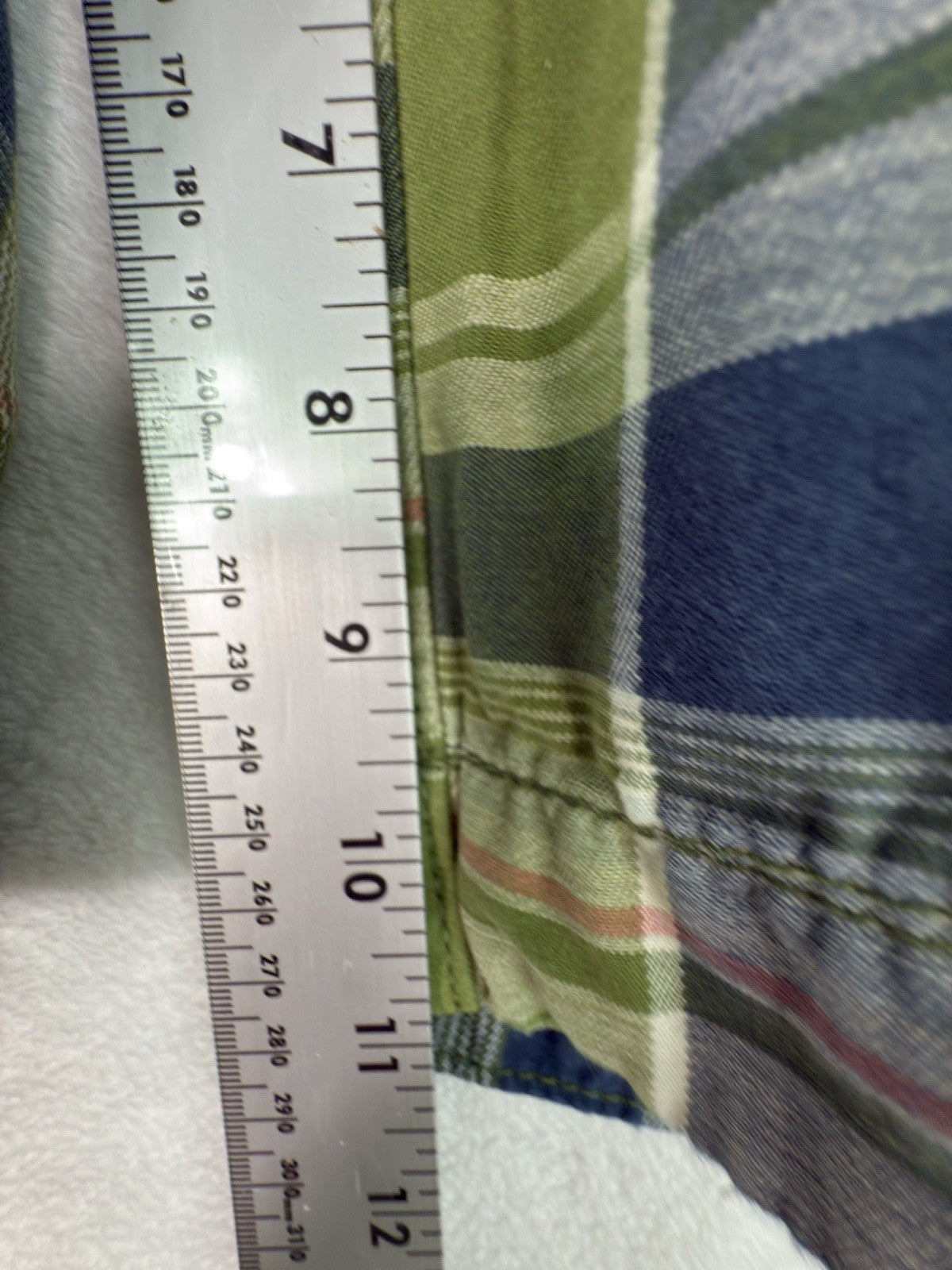 Abercrombie Fitch Shorts 36 Men’s Green Plaid Bermuda Thick Cotton 11” Inseam