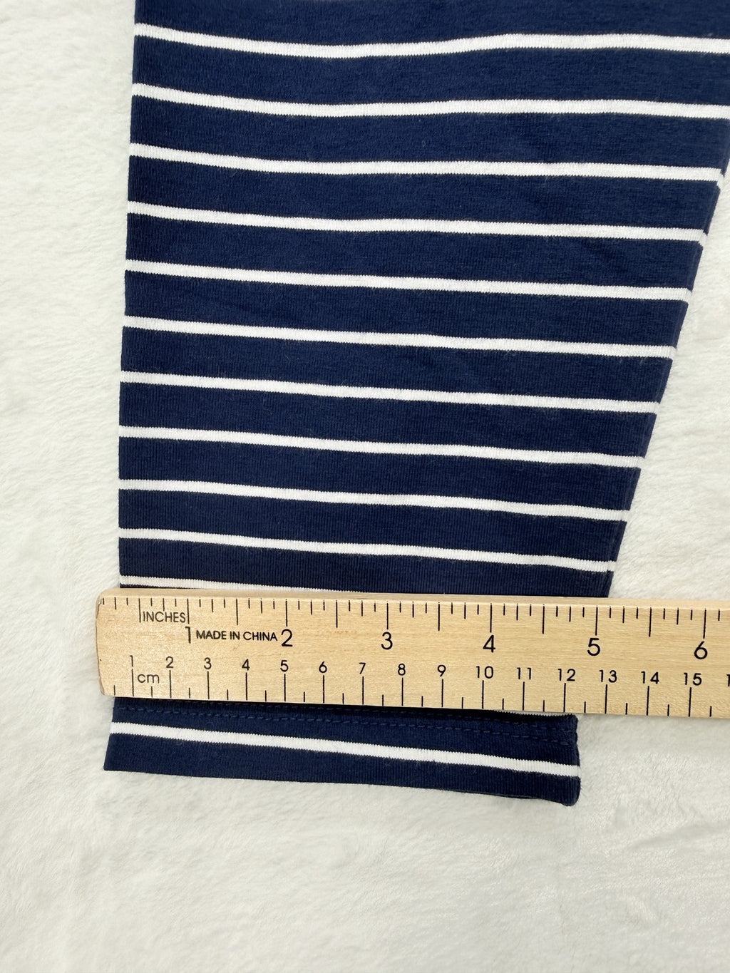 J Crew Cropped Leggings Small Womens Navy White Stripe Cotton Blend Knit