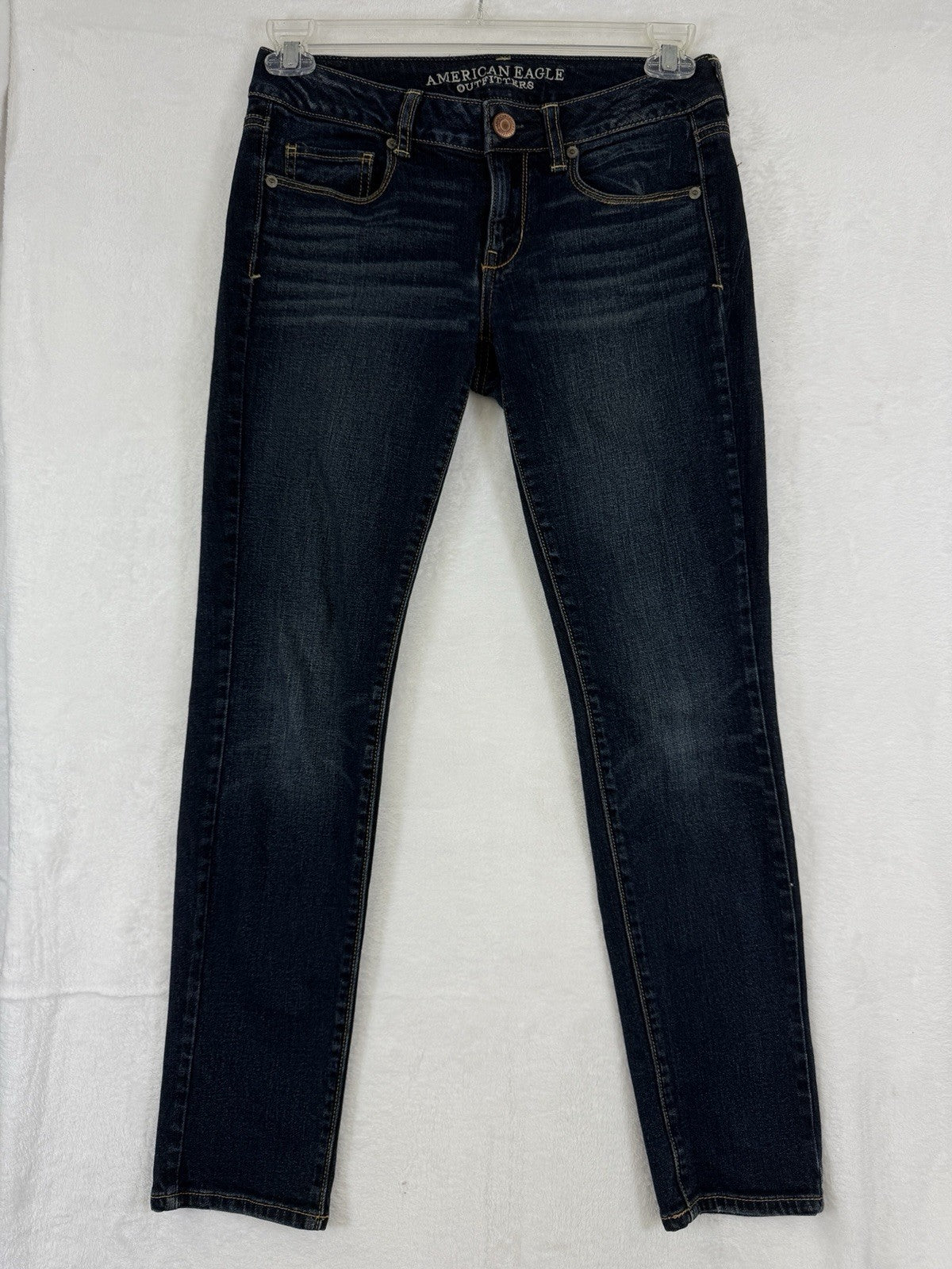 America Eagle Jeans Women 4 Short Skinny Dark Blue Stretch Denim 4S