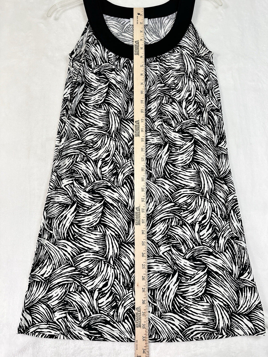 Ann Taylor LOFT Dress Small Sleeveless Black White Palm Tree Print A Line