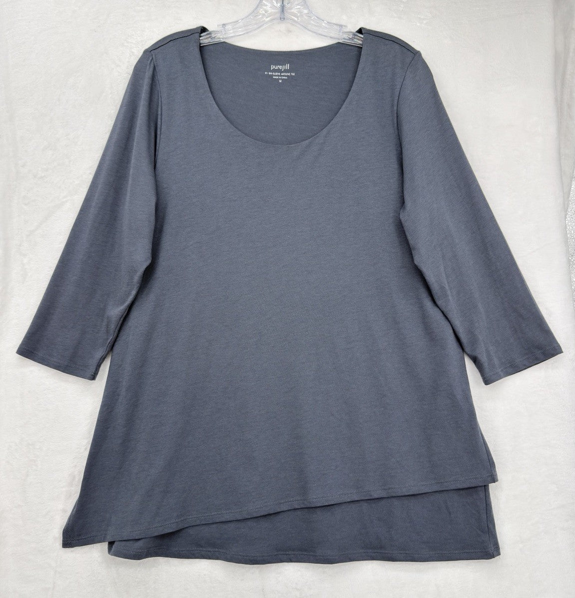 J Jill Medium Top Pure Jill Artistic Tee Blue 3/4 Sleeve Womens