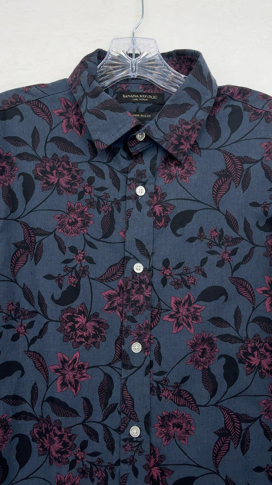 Banana Republic Luxe Poplin Untucked Slim Fit Button-Up Shirt Medium Mens