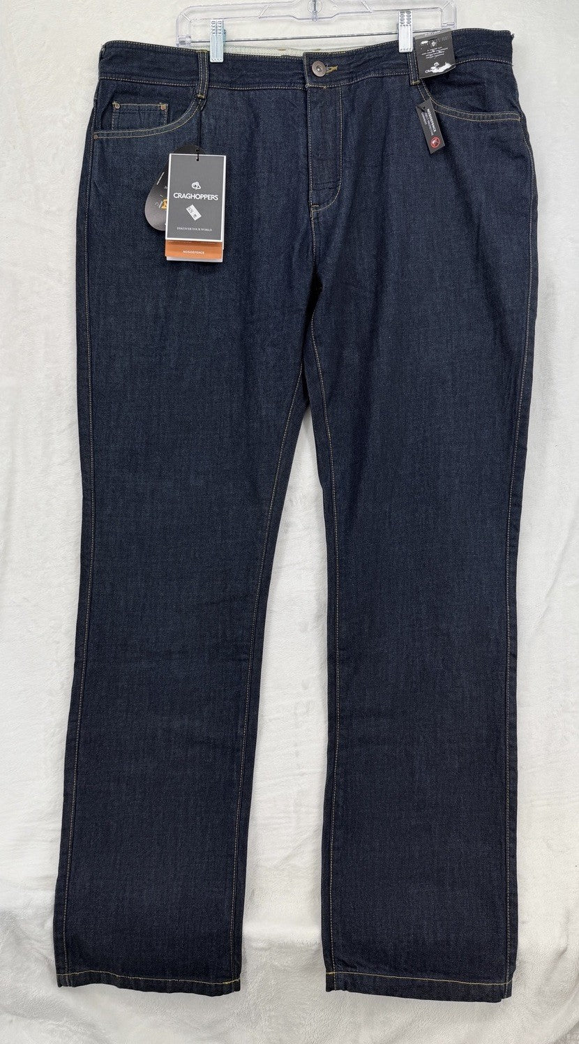 Craghoppers Jeans Mens 40x34 Nosidefence Insect Protect Blue Straight Leg New