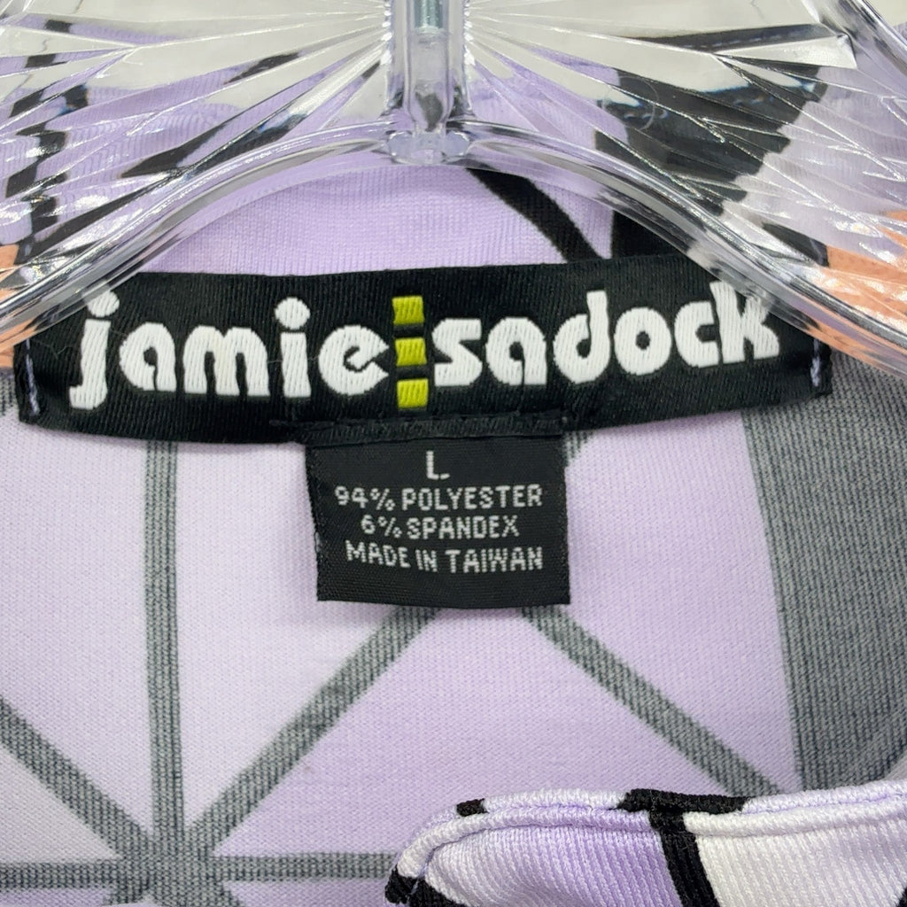 Jamie Sadock Golf Shirt Large Long Sleeve 1/4 Zip Womens Purple Print Top UV
