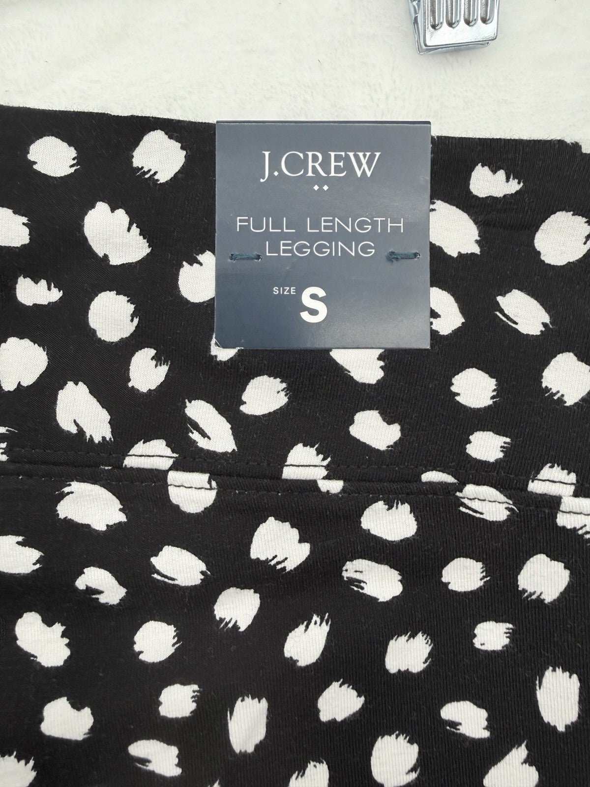 J Crew Everyday Leggings Small Black White Polka Dot Full Length Womens New NWT