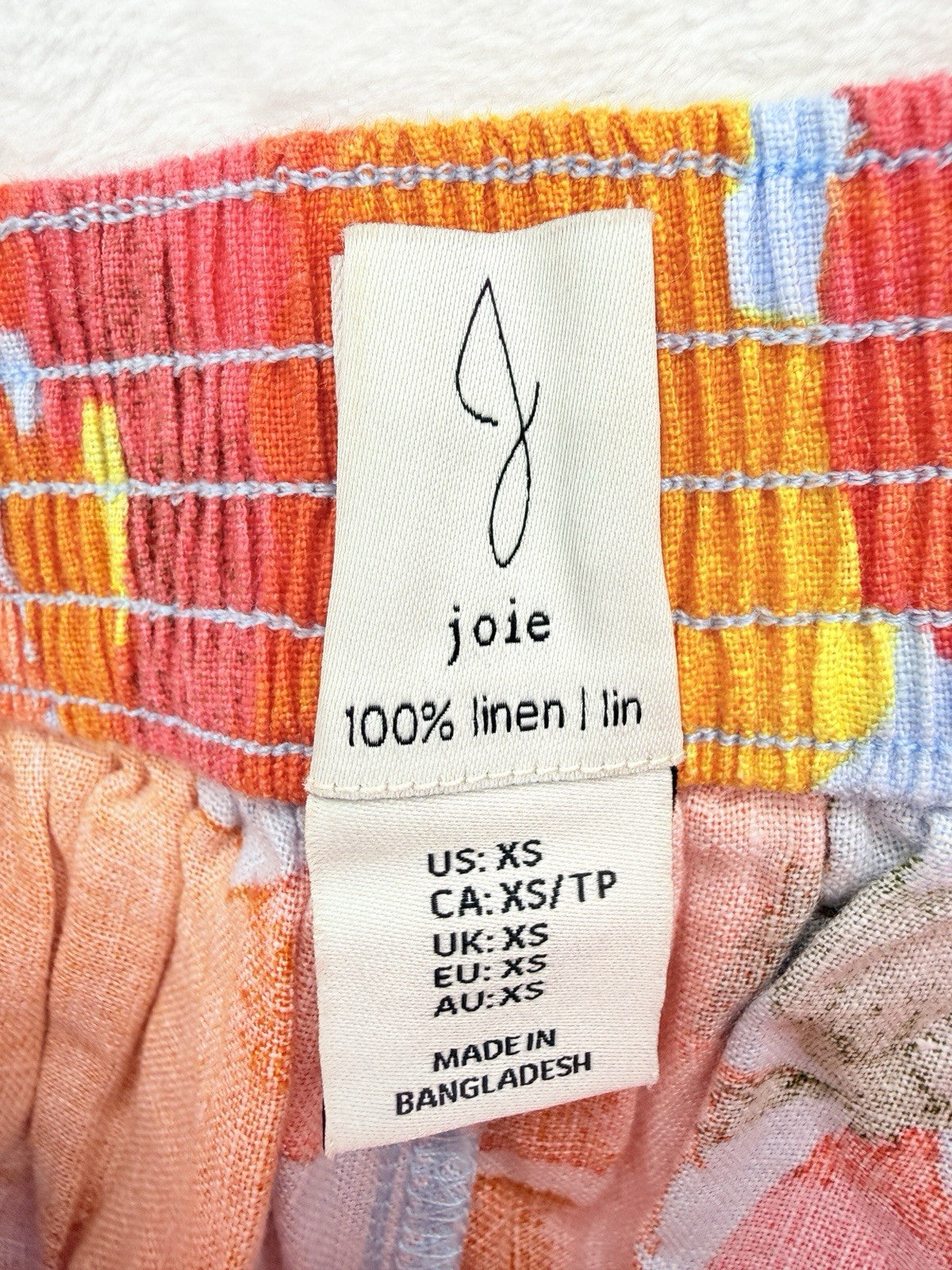 Joie Wide Leg Linen Pants XS Cropped Floral Print Pull On Womens New NWT