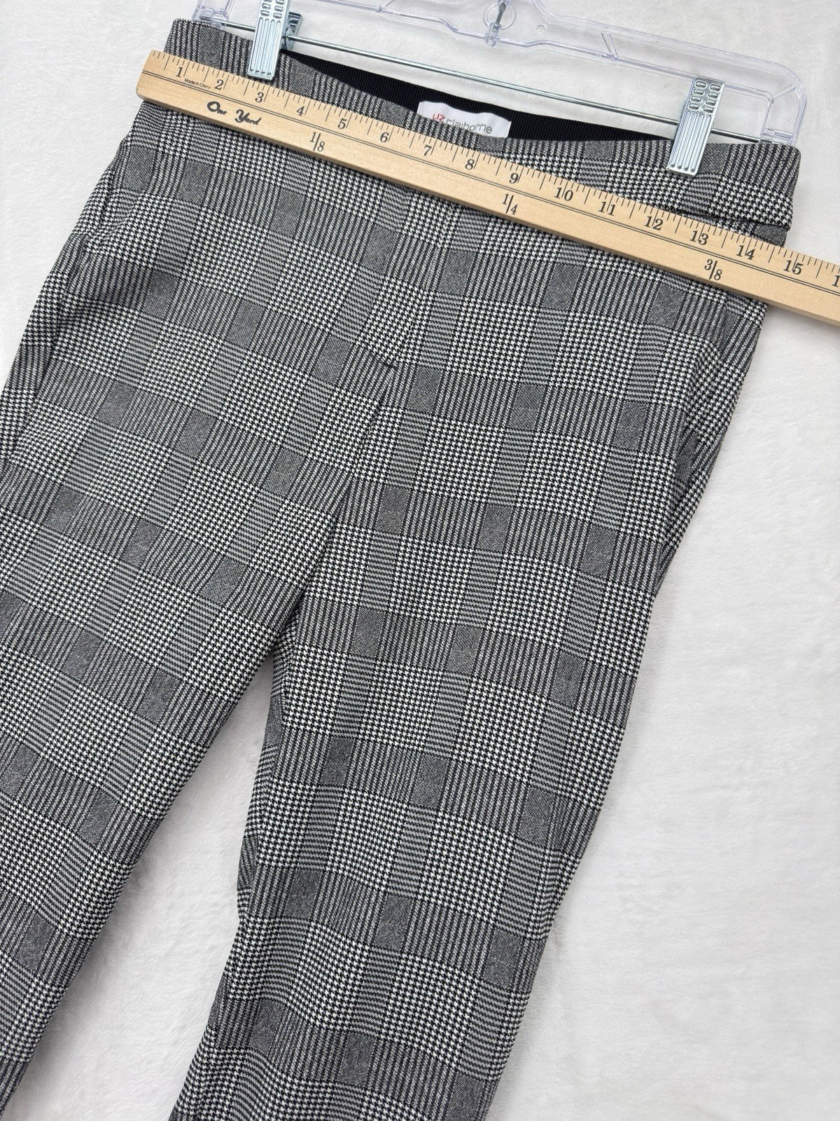 Liz Claiborne Laura Pants 6 Pull On Black White Plaid