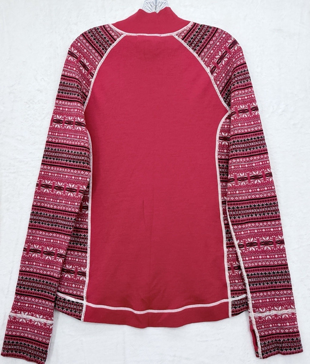 Dakini Sweater XL Womens Kini 100% Merino Wool 1/4 Zip Base Layer Fair Isle Ski