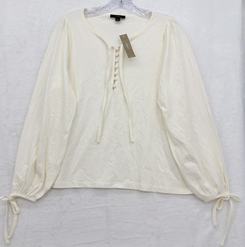 J Crew Top Women Small Broken In Jersey Knit Button Front Long Sleeve New NWT