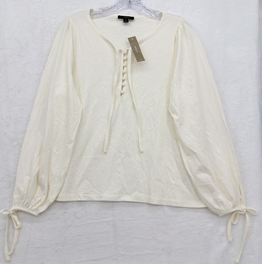 J Crew Top Women Small Broken In Jersey Knit Button Front Long Sleeve New NWT