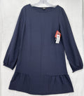 ASOS Mini Dress 4 Navy Blue Long Sleeve Shift Drop Waist Womens NWT