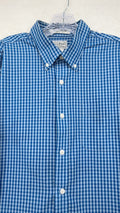 LL Bean Shirt Large Slightly Fitted Button Down Mens Blue Gingham Long Sleeve