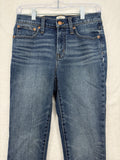 J Crew 9” Toothpick Jeans 25 Womens Blue Denim Raw Hem