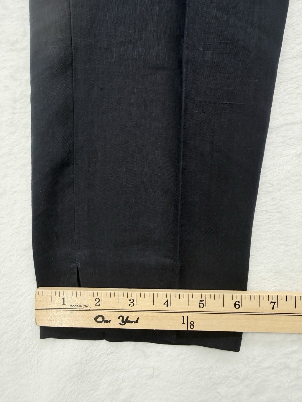 Uniqlo 100% Linen Pants Womens 2 Cropped Navy Blue Tapered Mid Rise Minimalist