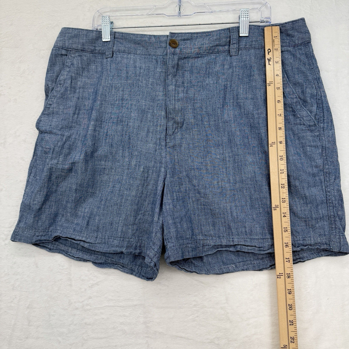 Gap Girlfriend Khaki Shorts 18 Blue Chambray Womens 100% Cotton High Rise 5”