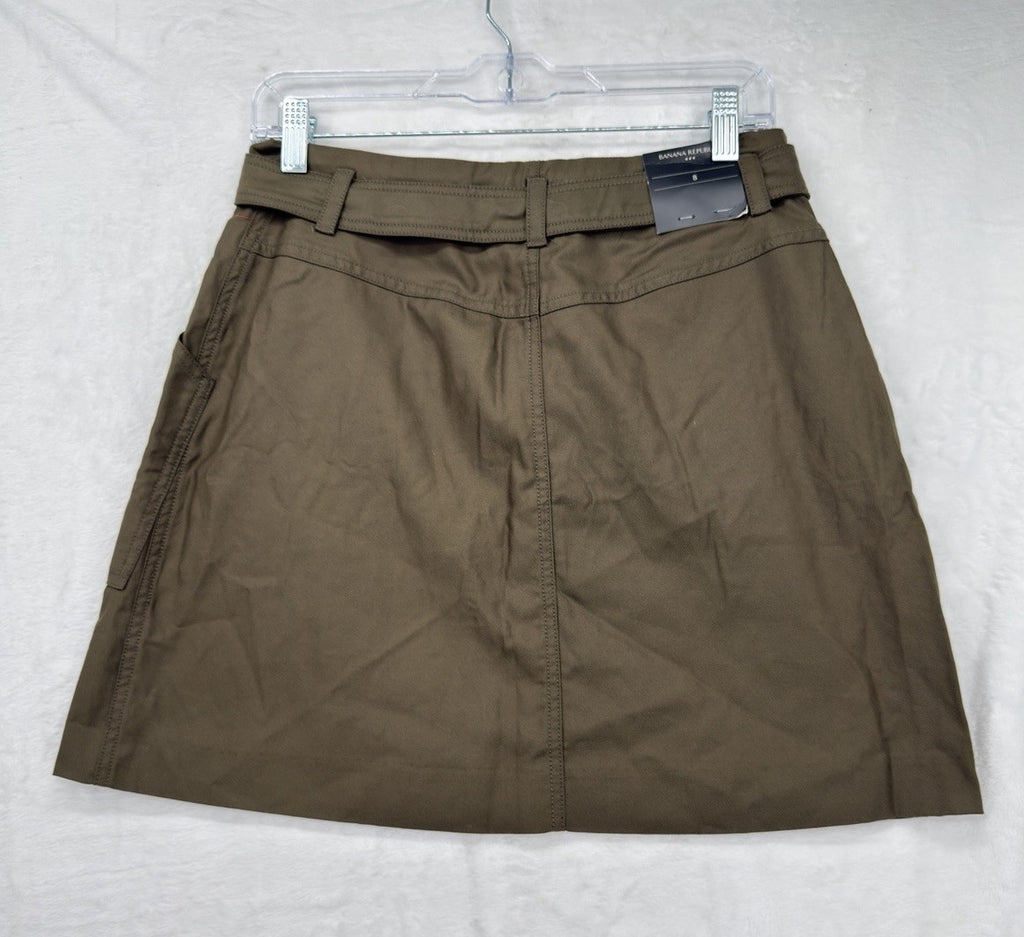 Banana Republic Utility Mini Skirt 8 Womens Belt Twill Brown New NWT