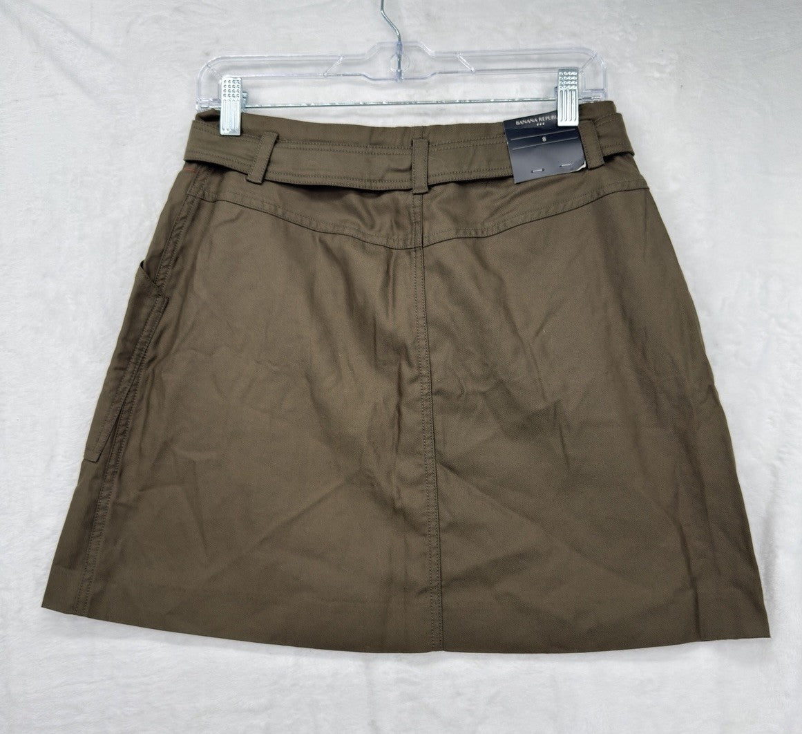 Banana Republic Utility Mini Skirt 8 Womens Belt Twill Brown New NWT