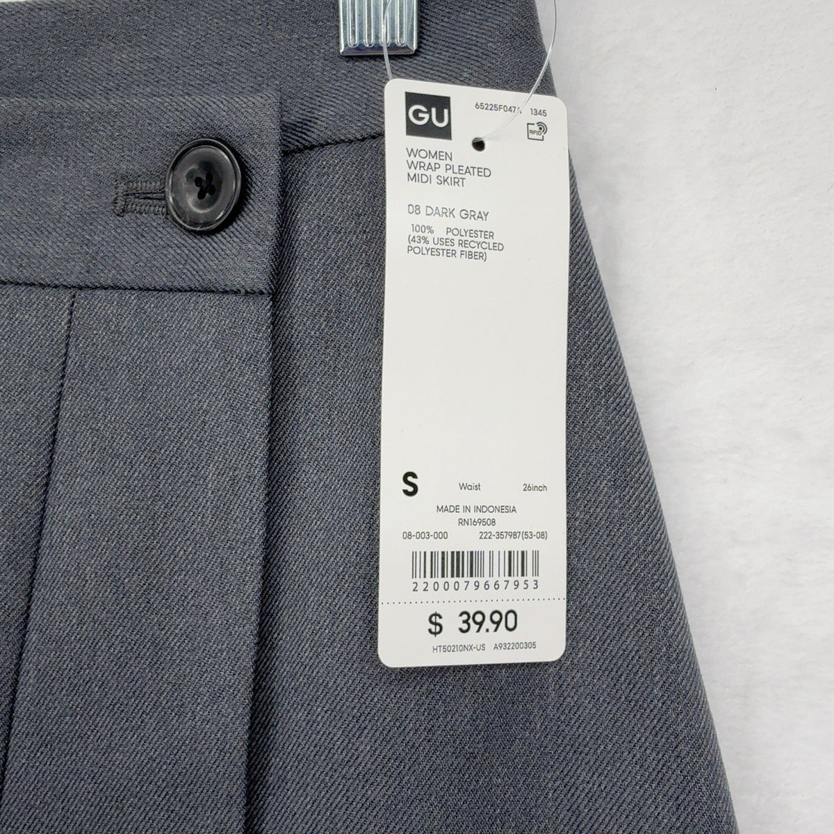 GU Wrap Pleated Midi Skirt Small Women Gray Uniqlo Dark Academia Hipster New NWT