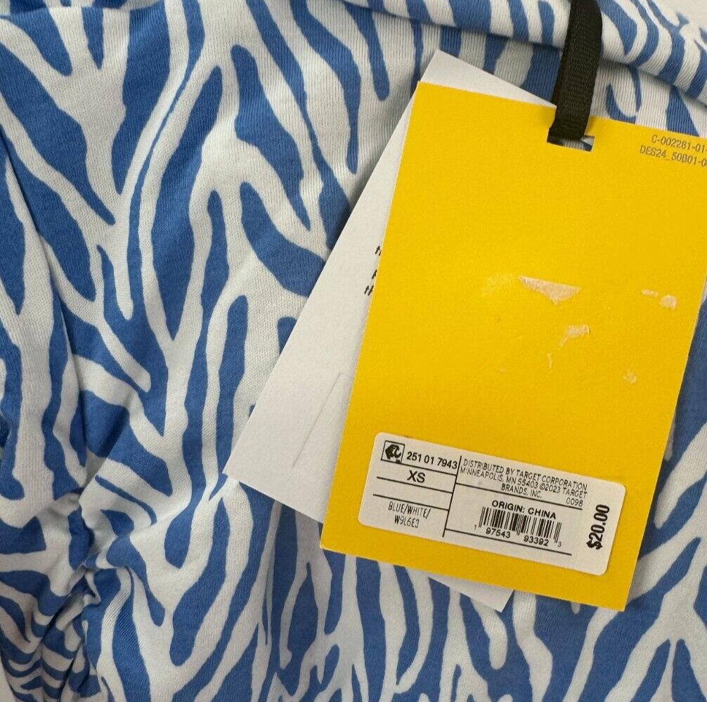 DVF Target XS Women's Sea Twig Blue Tube Top Diane Von Furstenberg NEW