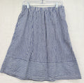 J Crew Medium Womens Midi Skirt Linen Blend Pull On Blue Striped A Line Pockets