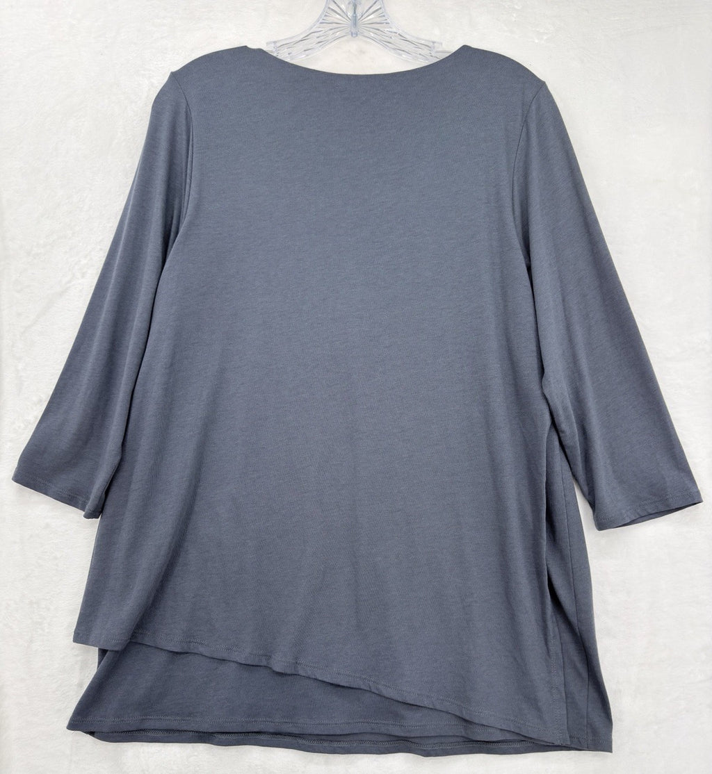 J Jill Medium Top Pure Jill Artistic Tee Blue 3/4 Sleeve Womens