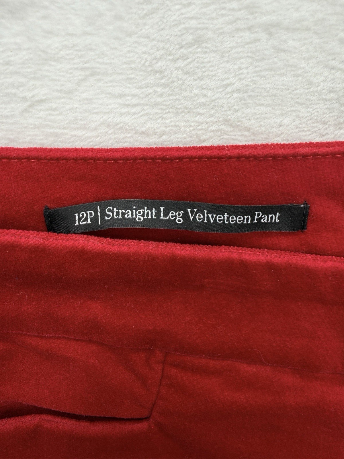 Talbots Straight Leg Velveteen Pants 12 Petite 12P Red 5 Pocket Womens