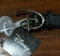 Walt Disney Logo Belt Women’s Medium Black Pebbled Silver Buckle NWT