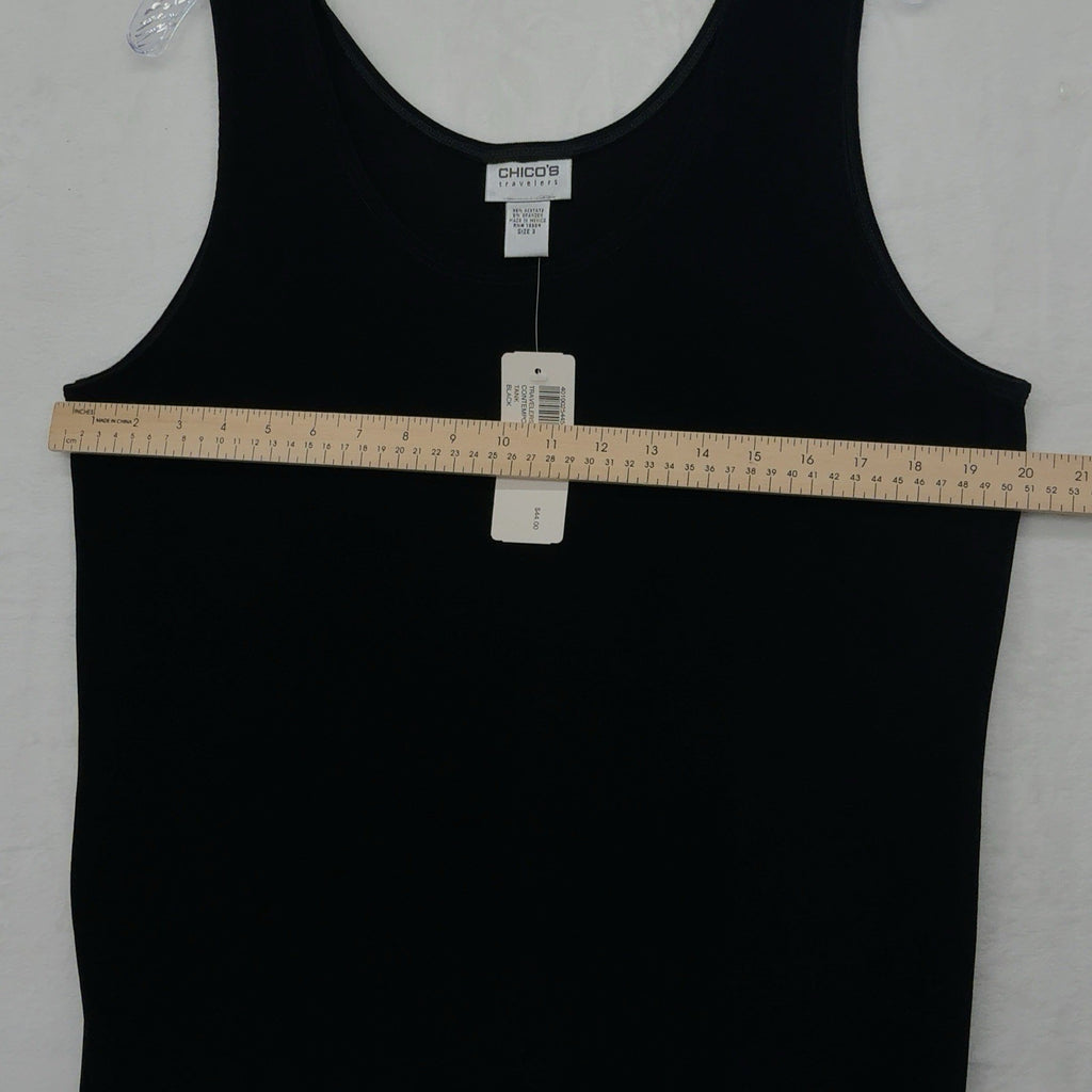 Chicos Travelers Size 3 Tank Top XL Black Sleeveless Womens New NWT