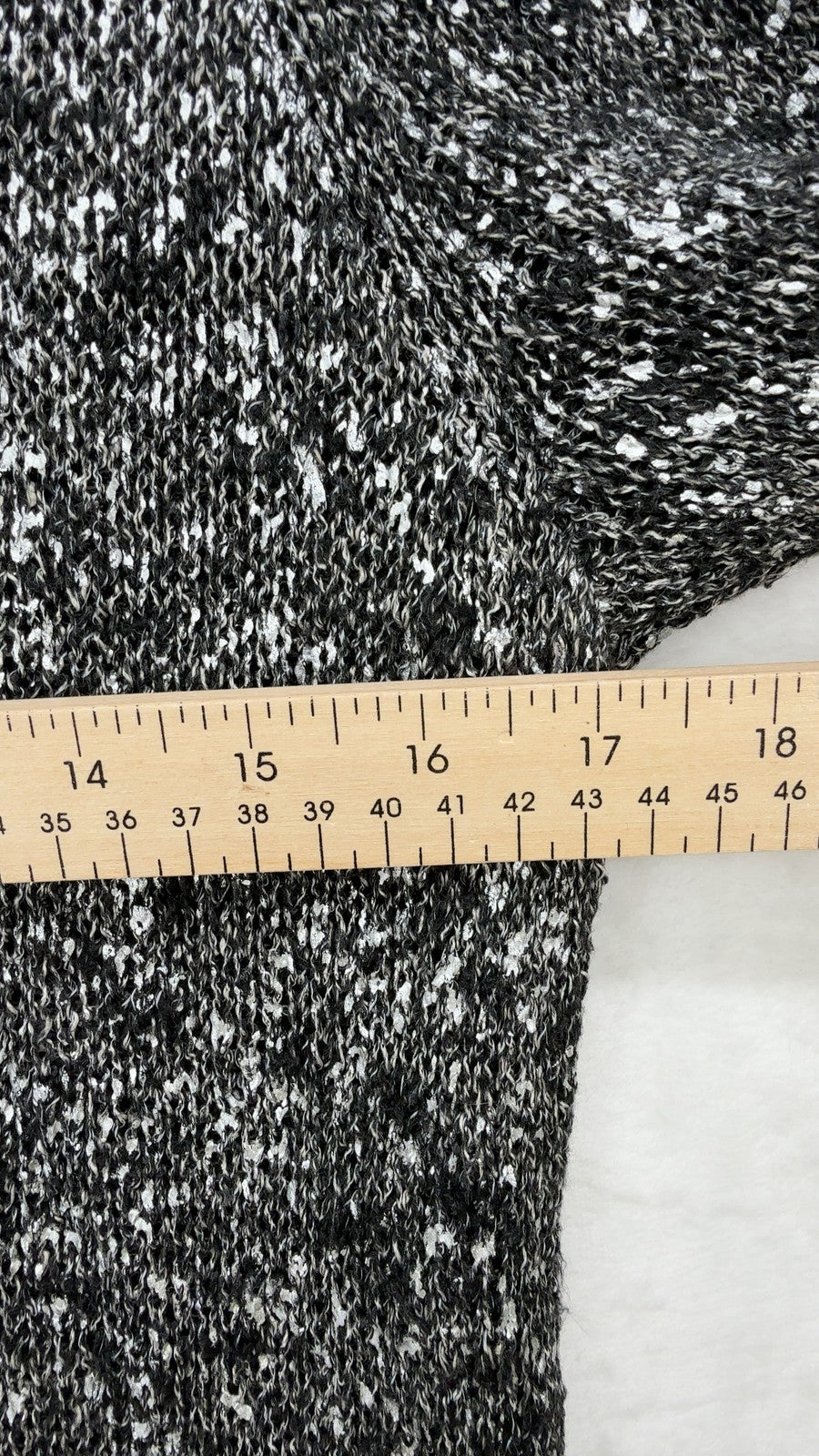 Eileen Fisher Linen Blend Sweater XL Womens Gray Shimmer Karma Stitch Open Knit